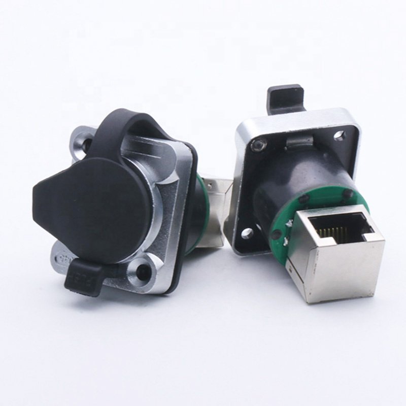 10pcs rj45 waterproof connector shield rj45 network connector 8P8C Panel Mount Chassis Socket Type Normal and Right Angle