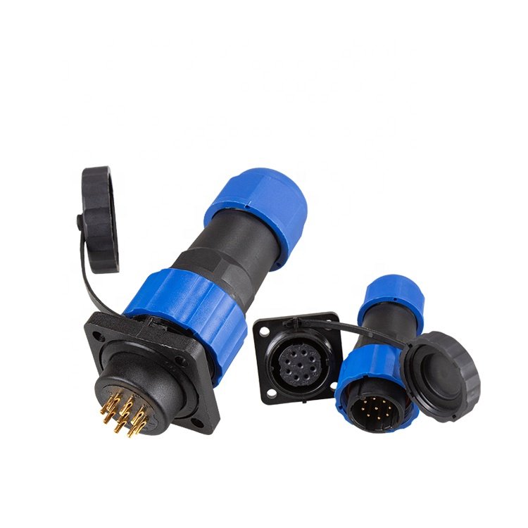 Latest Hot Selling IP68 Threaded plastic Panel Mount SD20 Square 9 Pin 5A Male Female Power Plug Circular Waterproof Connector