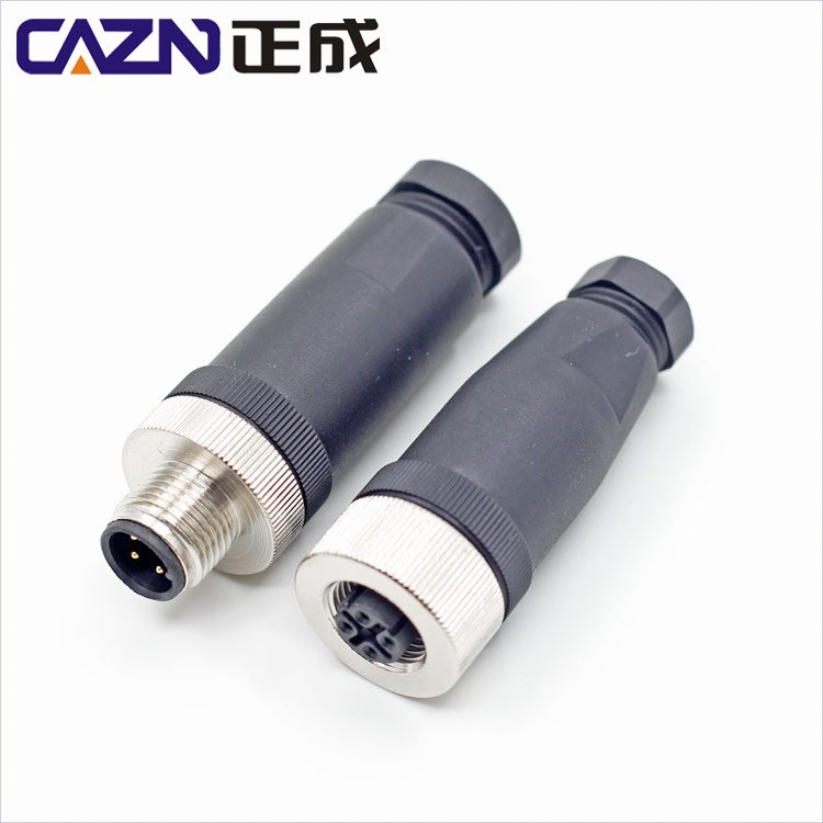 M12 circular connector plastic assembly aviation plug male female 458 pin screw connection straight angle welding wire connector