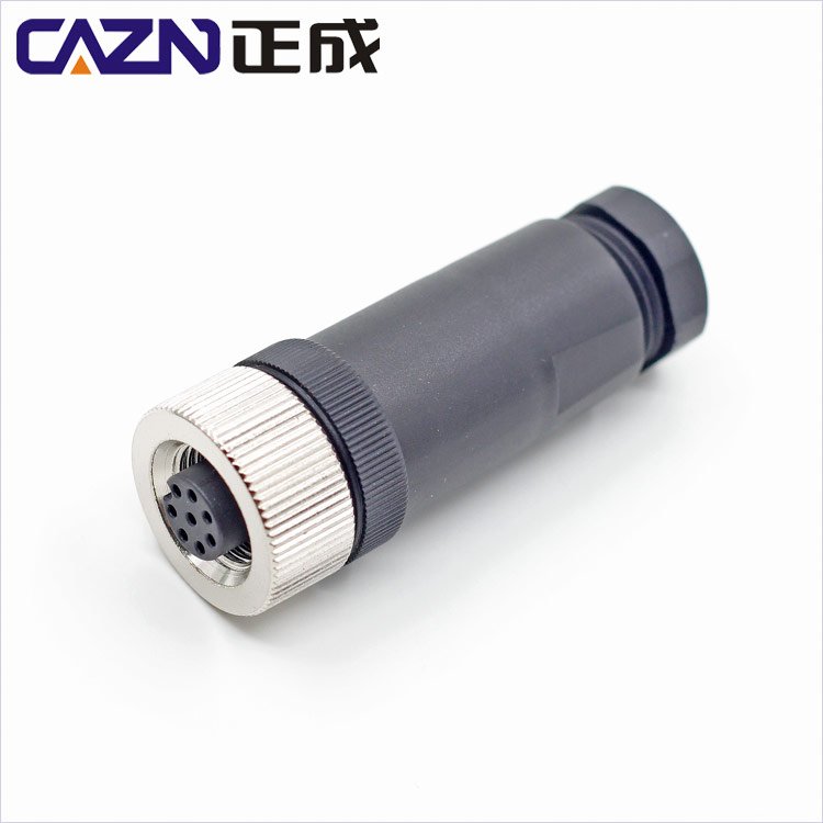 M12 circular connector plastic assembly aviation plug male female 458 pin screw connection straight angle welding wire connector