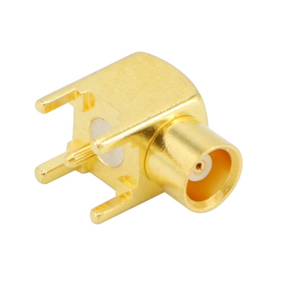 MCX jack with female right angle coaxial connector for pcb mount