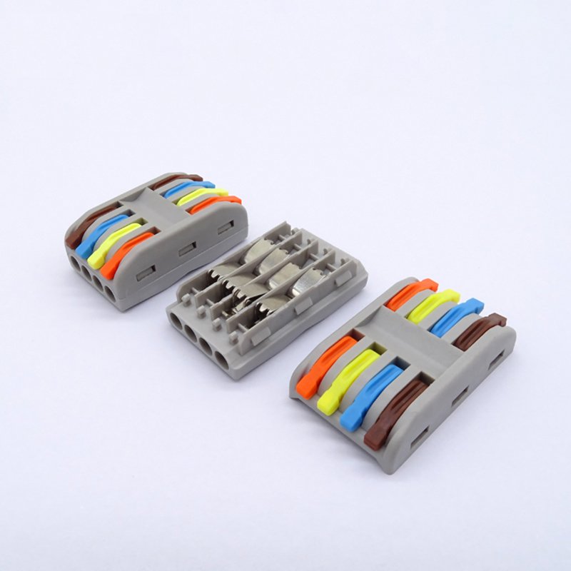 Two sides quadruple DF-2-4 colorful Lever-nuts 4 pin conductor 4 lines in 4 lines out wire connector for solid & strand wires