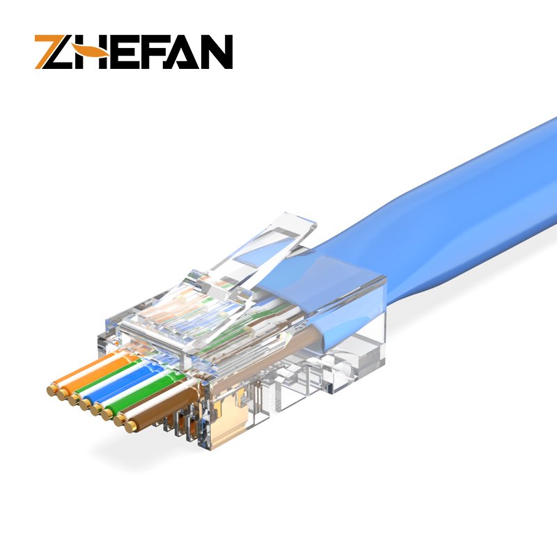 ZHEFAN Network Cable Utp Rj 45 Rg45 Ethernet Rj45 Pass Through 8p8c Modular Plug Cat 6 Cat6 Rj45 Connector Cat6