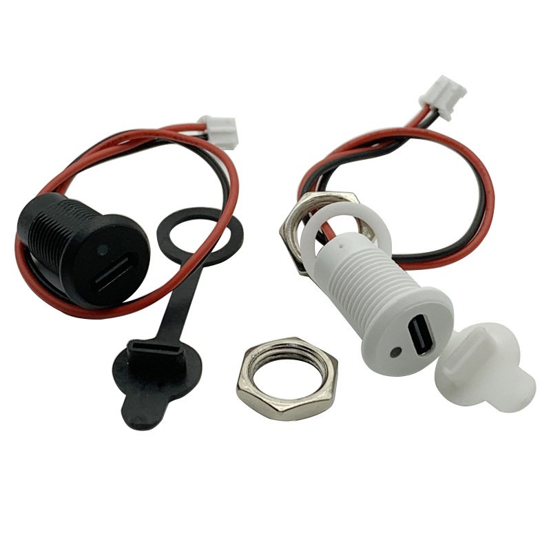 Customize USB C Female 2Pin Connector Waterproof Socket Panel Mount Type C Port with Wire