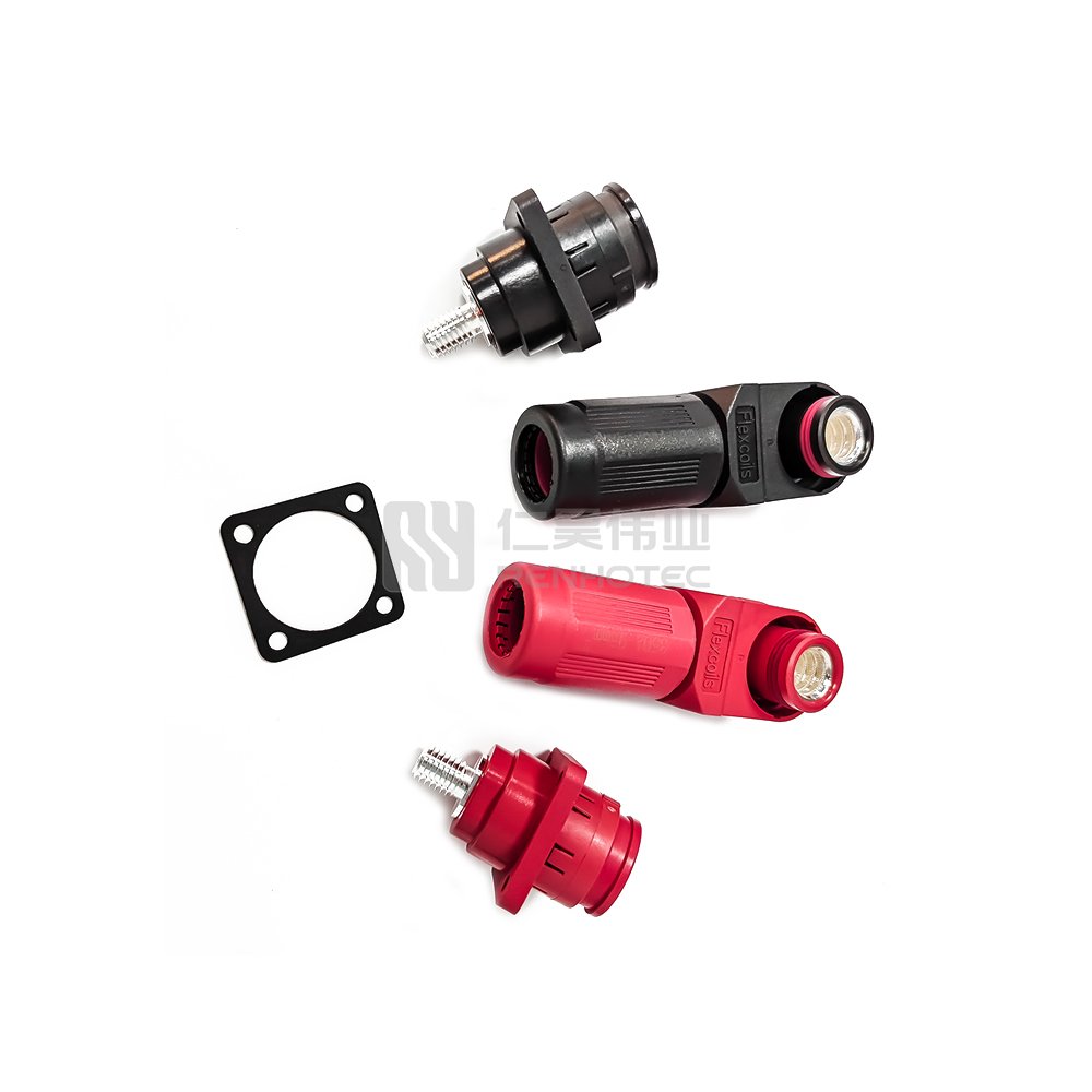 200A 50mm Battery Connector Lithium Positive and Negative Terminal and Cable Red and Black New Energy Storage Terminal