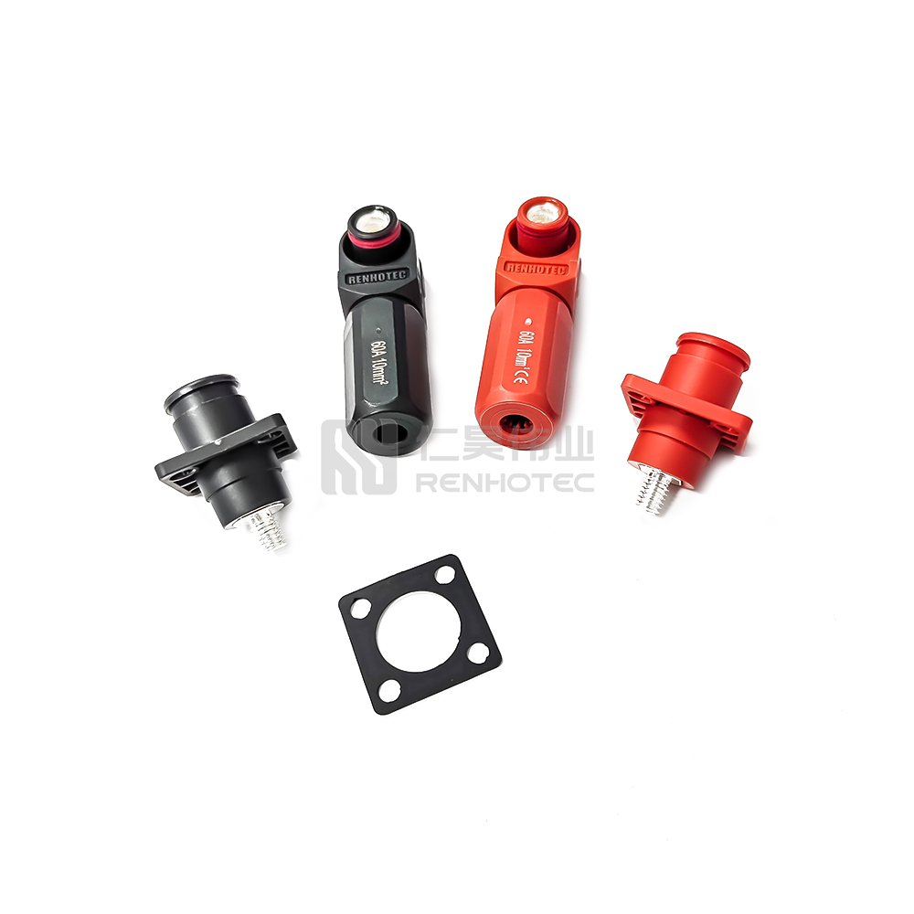 200A 50mm Battery Connector Lithium Positive and Negative Terminal and Cable Red and Black New Energy Storage Terminal