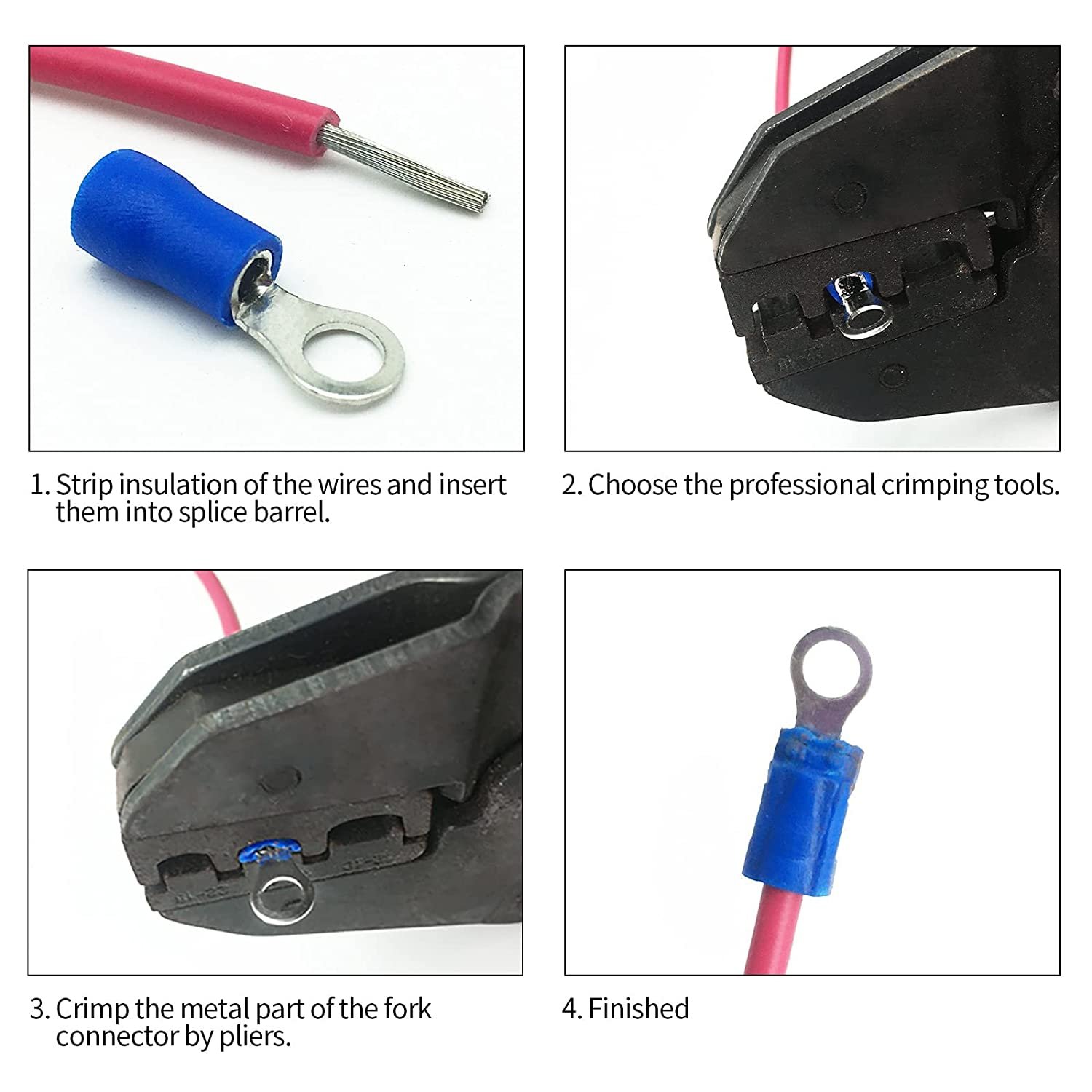22-16 Gauge Ring Insulated Electrical Crimp Wire Terminals Wire Crimp Connectors