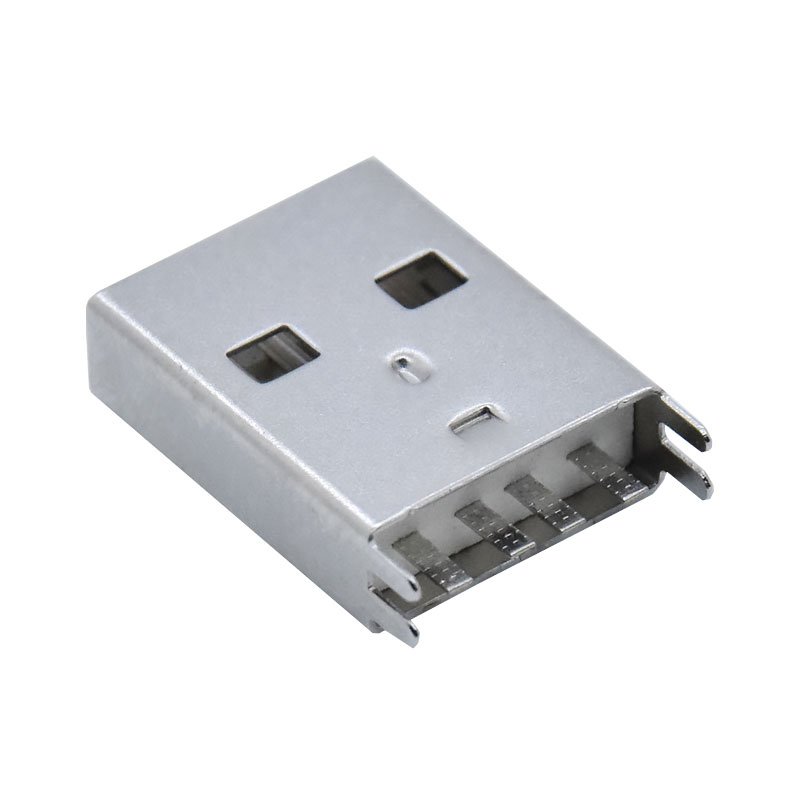 Vertical USB 2.0 Type A male connector Length 15.0mm thickness 0.8 4 Pin 180 degree Through hole USB A plug LCP Board Lock Type