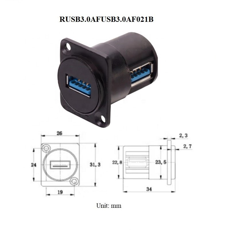 D-Type Chassis Panel Wall USB3.0A/USB3.0B Connector Module Free Zinc Alloy Welding Screw Mount USB Connector Accessories