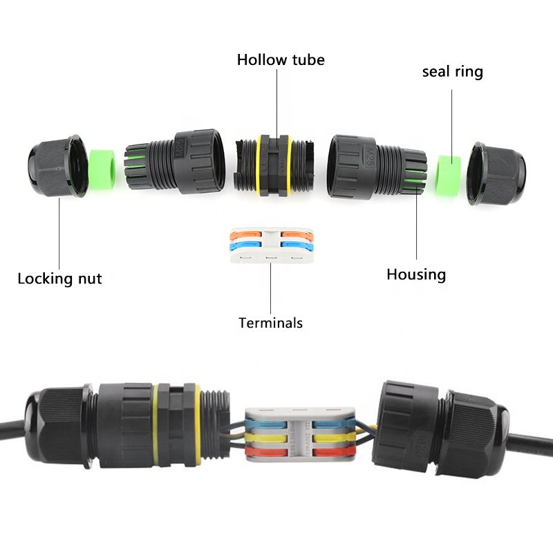 Nickel-Plated IP68 Wire Waterproof Connector IP68 EW-M25B Waterproof Cable Connector