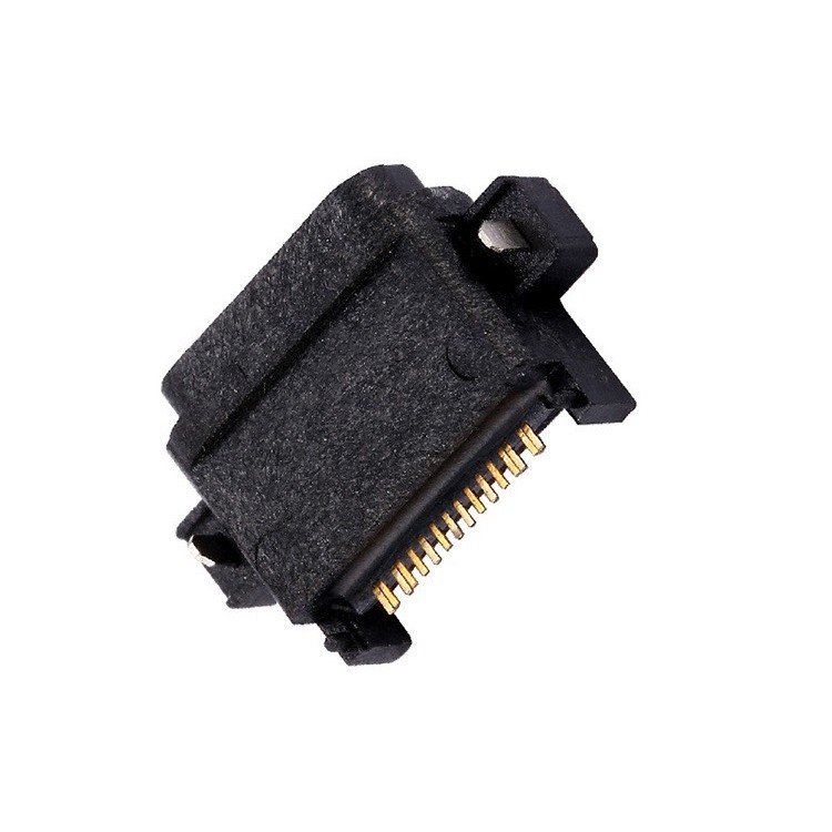 USB Type c 16 Pin Female Socket Connector Horizontal Sinking Plate SMT Waterproof Interface Connectorfor Fast Charging