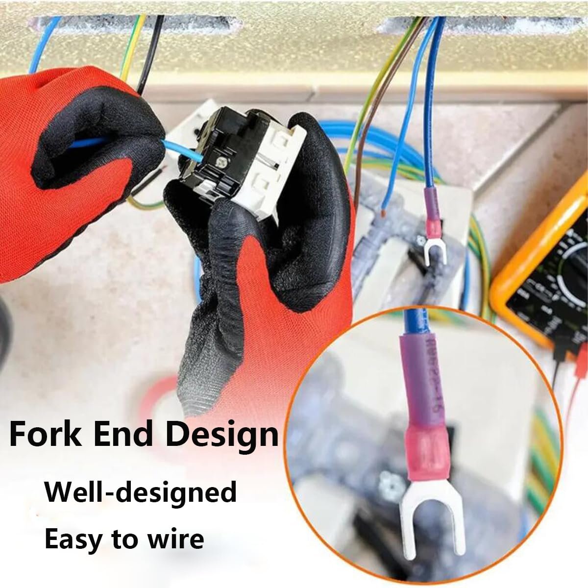SV Marine Grade Insulated Automotive Heat Shrink Spade Fork Wire Terminals Electrical Crimp Fork Connectors