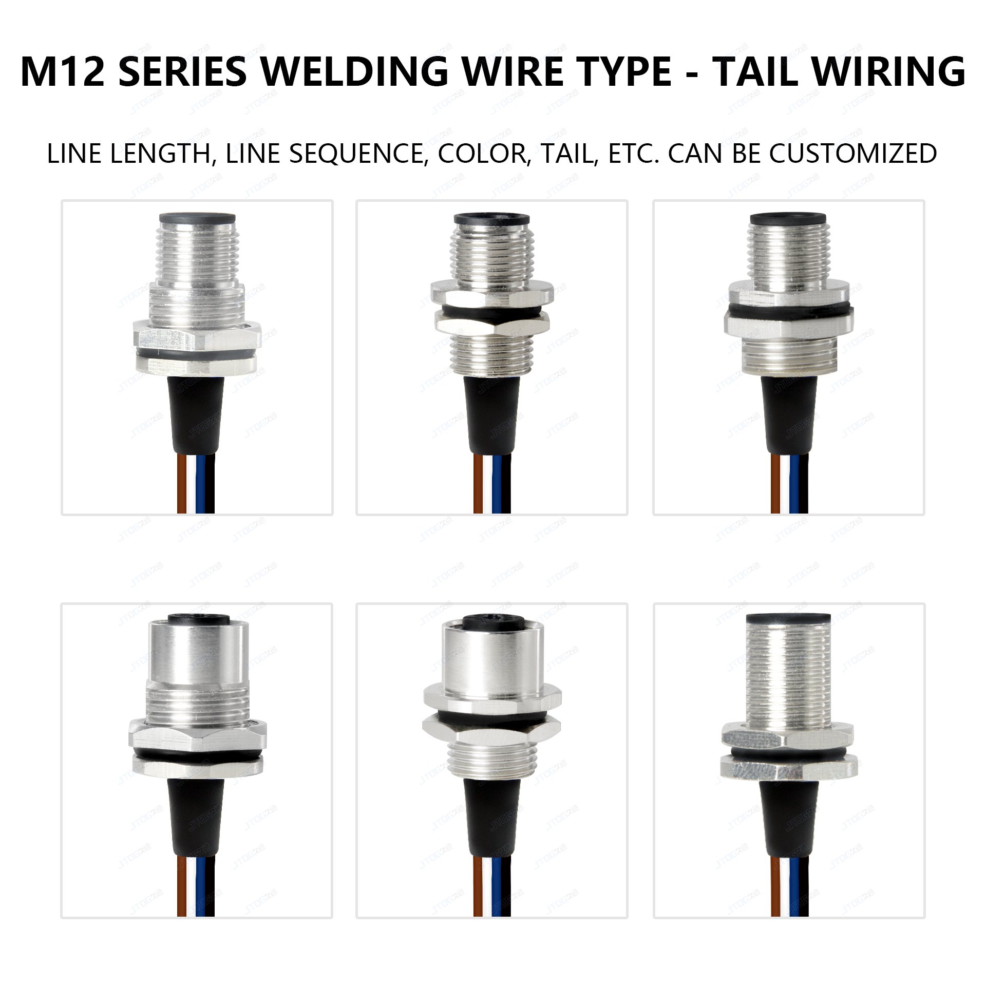 M12 Soldered Front Mount Receptacle Flange Socket 12 pin Male Waterproof Metal Circular Connector