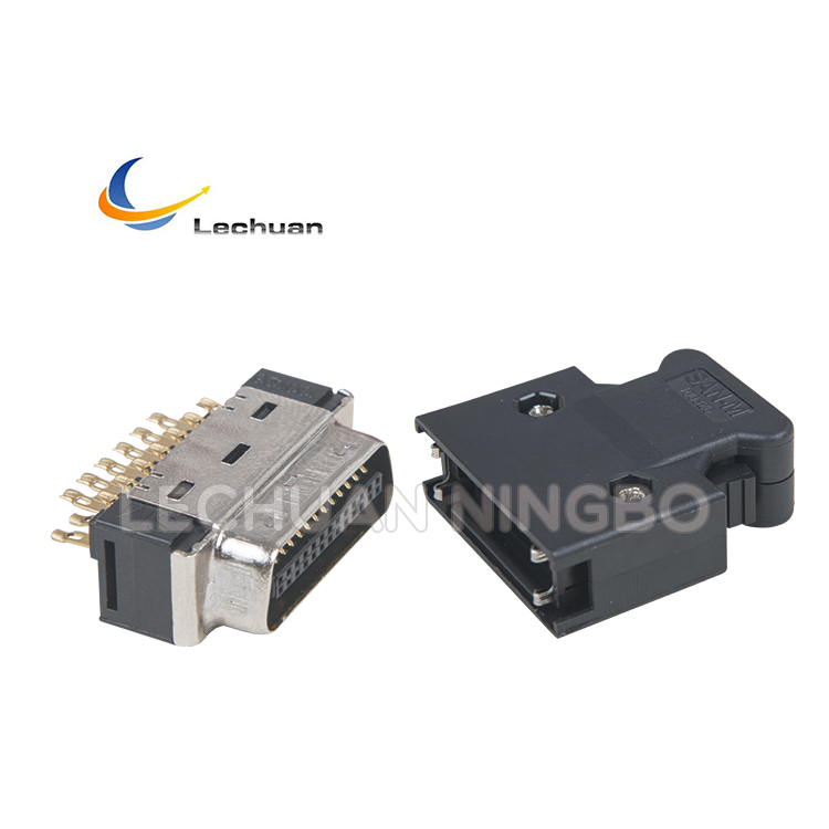 LECHUAN 3M Replaced 1.27mm Mini D Ribbon 26Pin I/O Connector Male Plug Buckle Type Solder 10126-3000PE SCSI MDR Connector