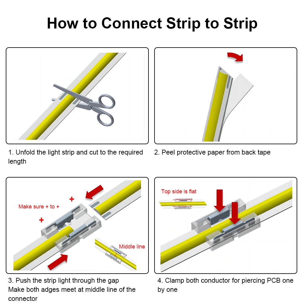Factory Wholesale IP20 2pin Strip to Wire Single Color COB LED Strip Connector for 8mm High Density COB LED Strip Light
