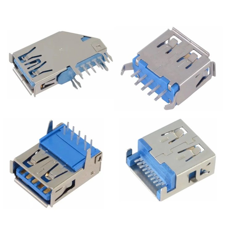 Free Sample Standard Right Angle Plug-in USB 2.0 Type A Female Socket Connector