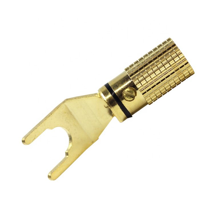 "U" "Y" Banana Plug Connector Gold plated Spade Speaker Banana Plugs Audio Screw Fork Connectors Adapter