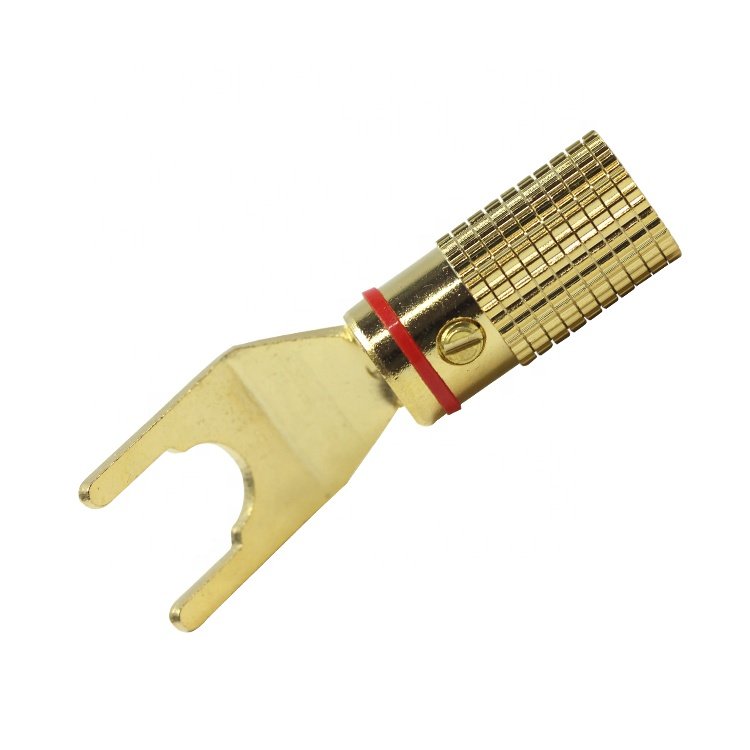 "U" "Y" Banana Plug Connector Gold plated Spade Speaker Banana Plugs Audio Screw Fork Connectors Adapter