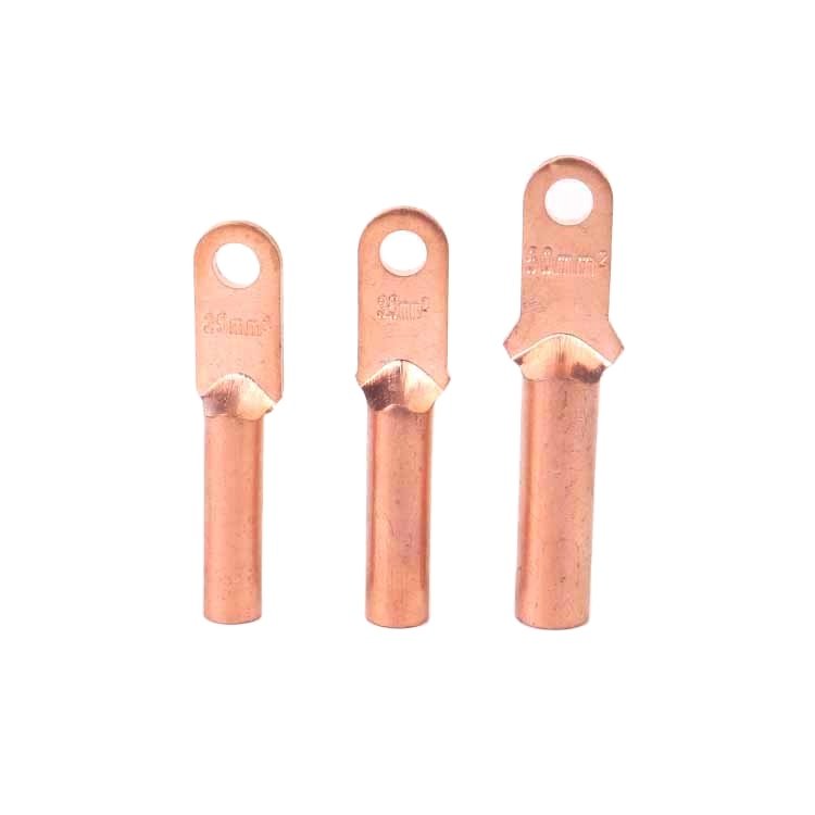 Copper Flat Head Lug Connector Lugs Cable Connecting Dt-10 16 25 35 50 70 95 120 150 Tinned Copper Spade Terminal Lugs