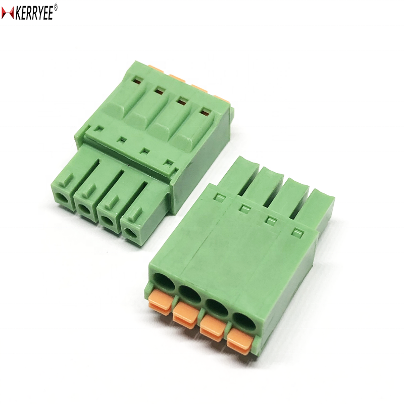 3.5mm 4P 15EDGKN green female screwless pluggable terminal block