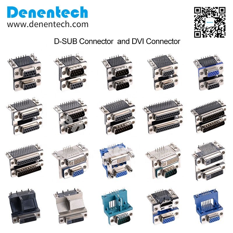 Denentech Dual Port 25-Pin D-Sub Right Angle Female to Female d-sub Connector with Screw High Quality Product