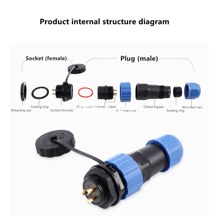 SD13 rear nut IP68 waterproof male and female aviation plug socket connector