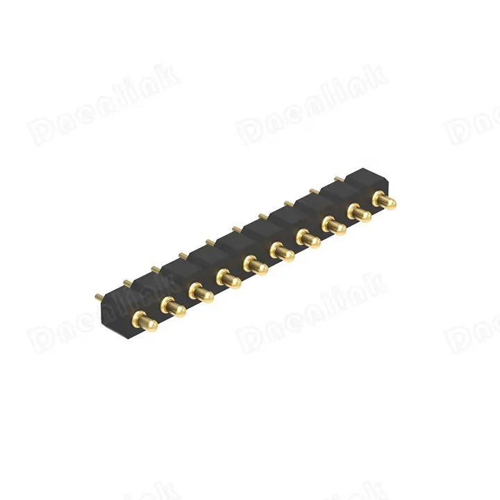 Denentech manufacturer Gold-Plated High 10P 15P 30P 40P 20P 3mm male H2.5mm single row Straight DIP pogo pin connector for PCB