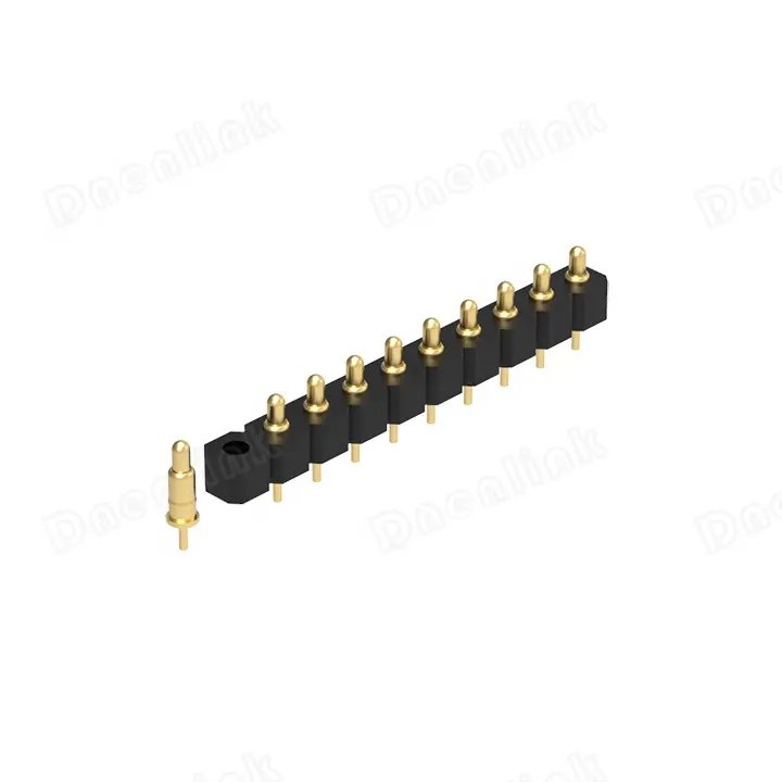 Denentech manufacturer Gold-Plated High 10P 15P 30P 40P 20P 3mm male H2.5mm single row Straight DIP pogo pin connector for PCB