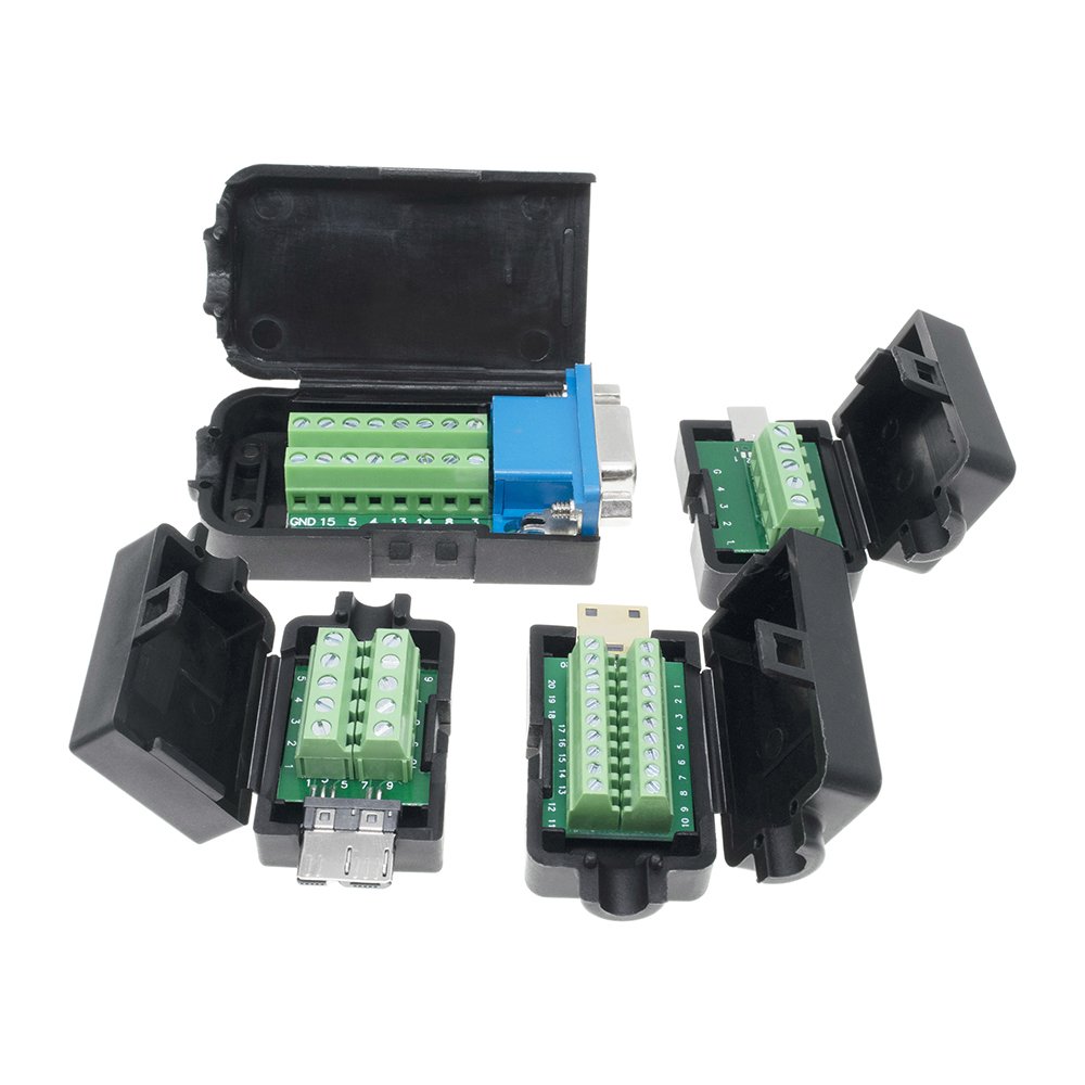 Wholesale Terminal Adapter Black Shell 8 ways Output 9 Pin Dsub Connector with Front Rivet Nut Screwdriver DB VGA Male Curent 5A