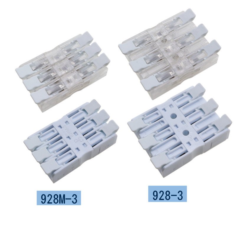 Screwless Spring type quick wire connector plastic electrical terminal block for LED lighting 928M-3