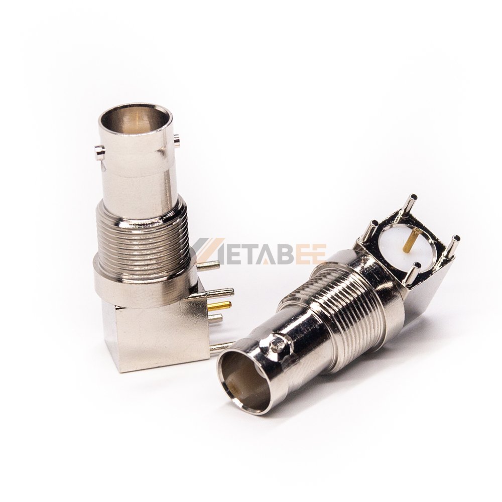 Right Angle Bulkhead BNC Socket Female Connector DIP for PCB Mount with Nut Washer
