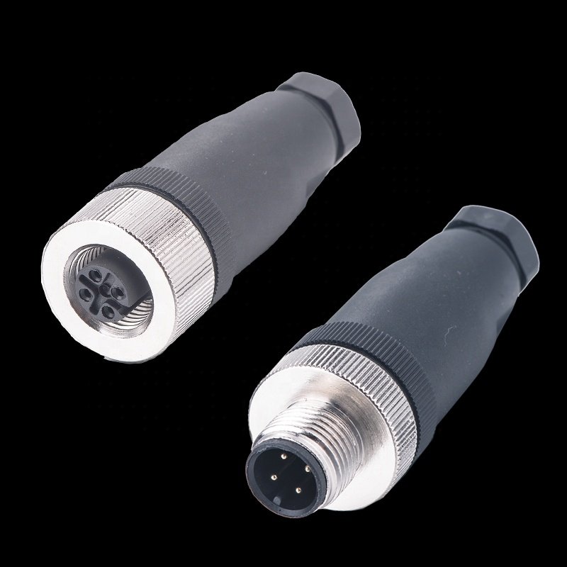 M12 sensor connector waterproof male&female plug screw threaded coupling 3 4 5 8 Pin A type sensor connectors