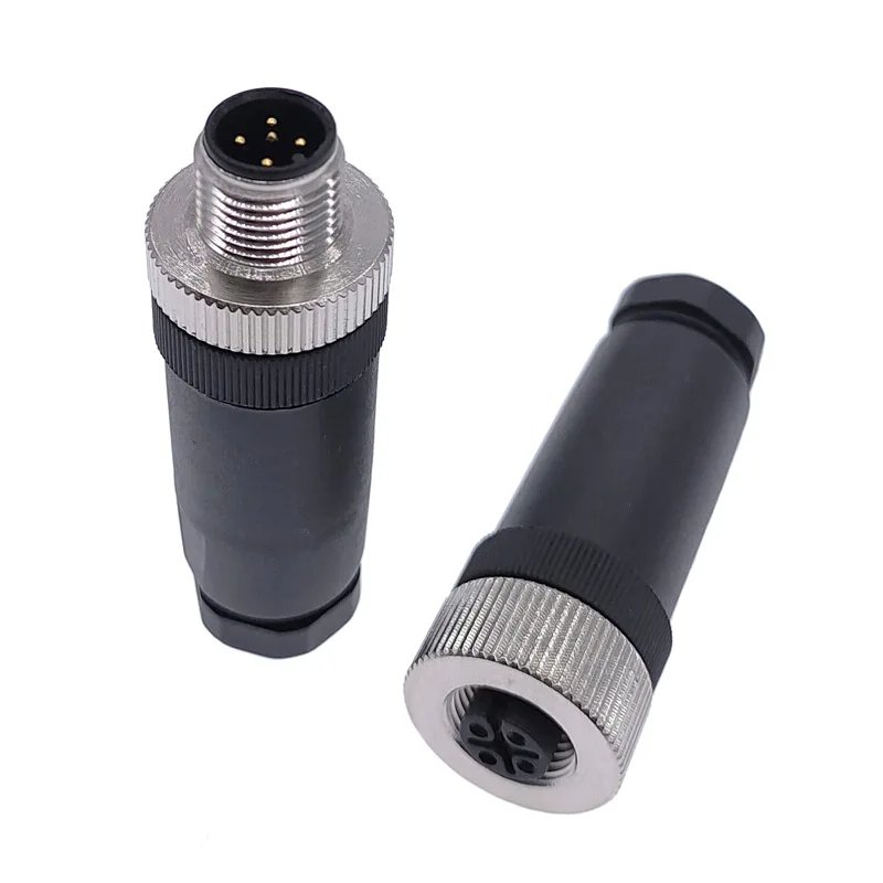 M12 sensor connector waterproof male&female plug screw threaded coupling 3 4 5 8 Pin A type sensor connectors