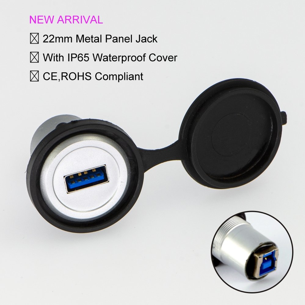 USB-09C-BK USB3.0 Type A Type B Panel Mount Adaptor Connector 22mm, Black color Engineering Plastic for Printers