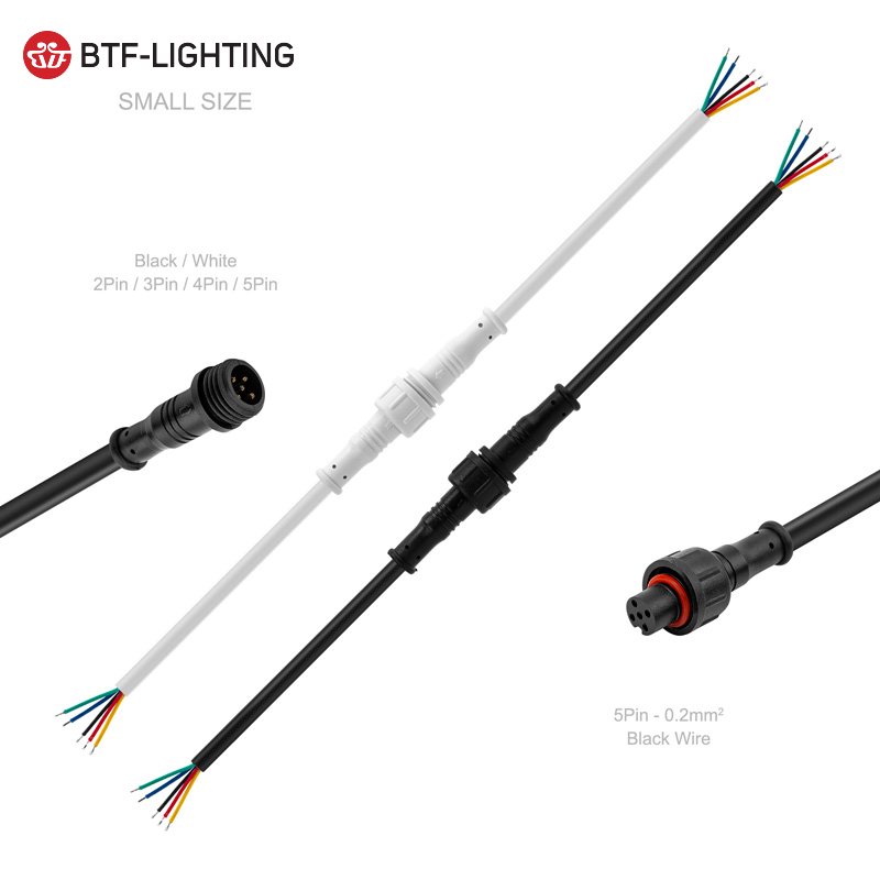 2pin/3pin/4pin/5pin Black/White Male/Female waterproof wire connector
