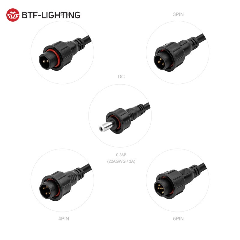 2pin/3pin/4pin/5pin Black/White Male/Female waterproof wire connector