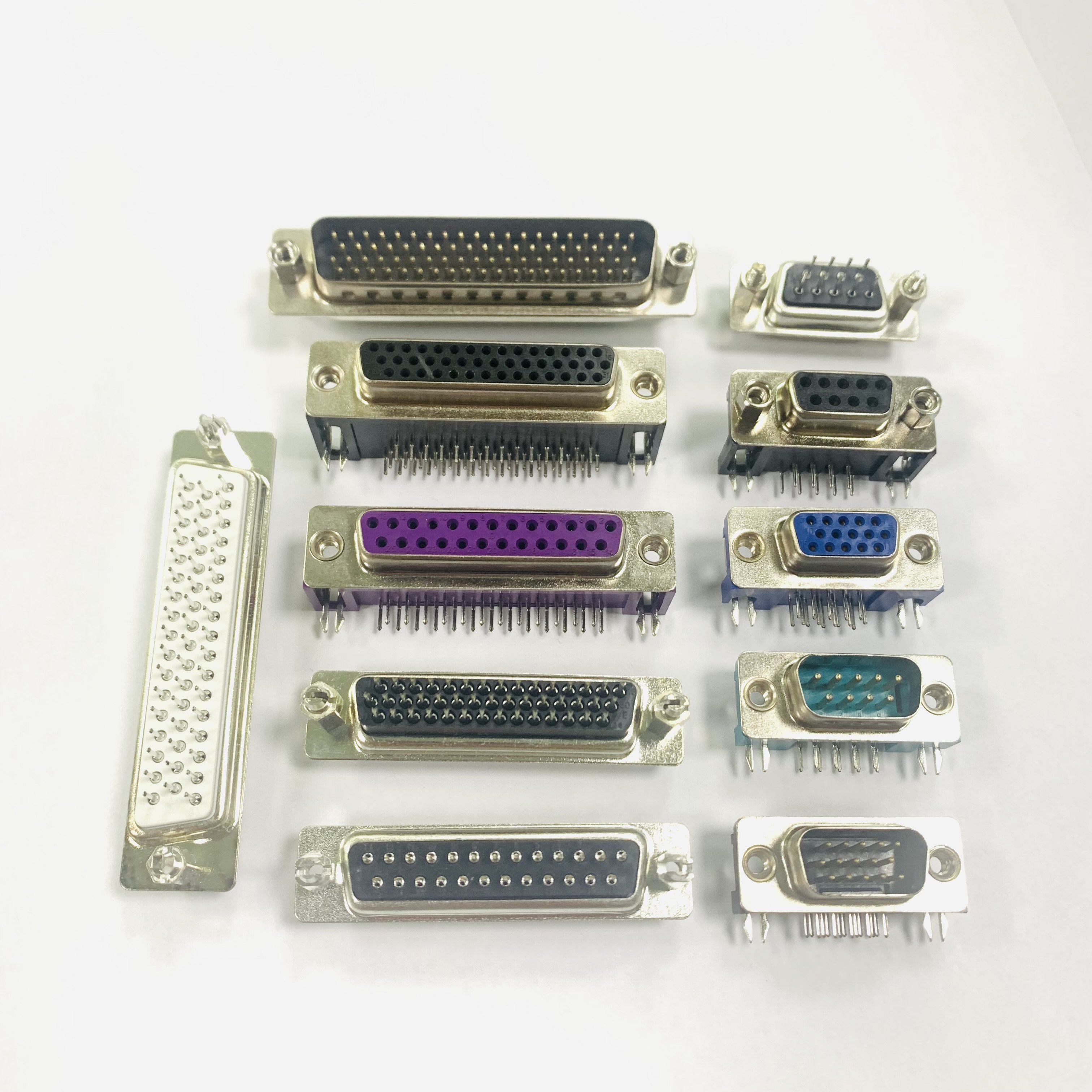 9-pin 15pin 25pin 37pin 50pin 62pin 78pin D-SUB connectors with spacing of 2.77mm and 2.84mm