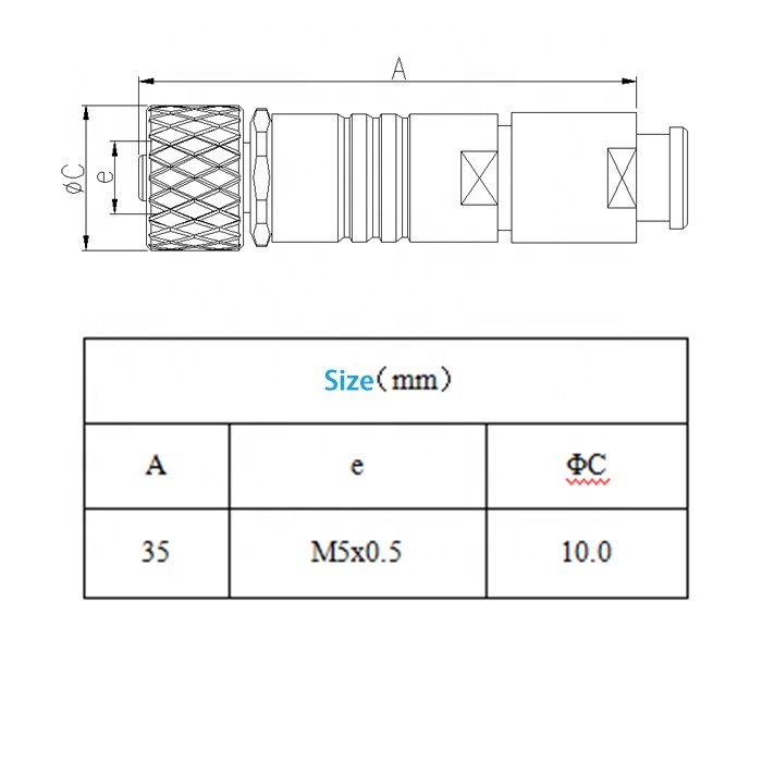 Industrial Waterproof IP67 IP68 Straight quick lock M5 Female power Connector with cables for Sensor Application
