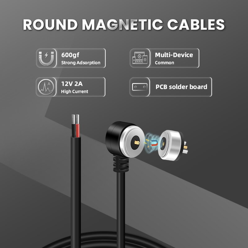 Bend 90 Male Female 24V 5A Charging Cable Circular Plug-In Interface Waterproof Magnetic Connector Waterproof Ip67