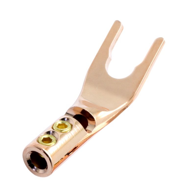 Gold-plated Pure Rose Gold Banana Plugs U/Y Type Spade Banana Connector Speaker HIFI Audio Connector With double Screw locks