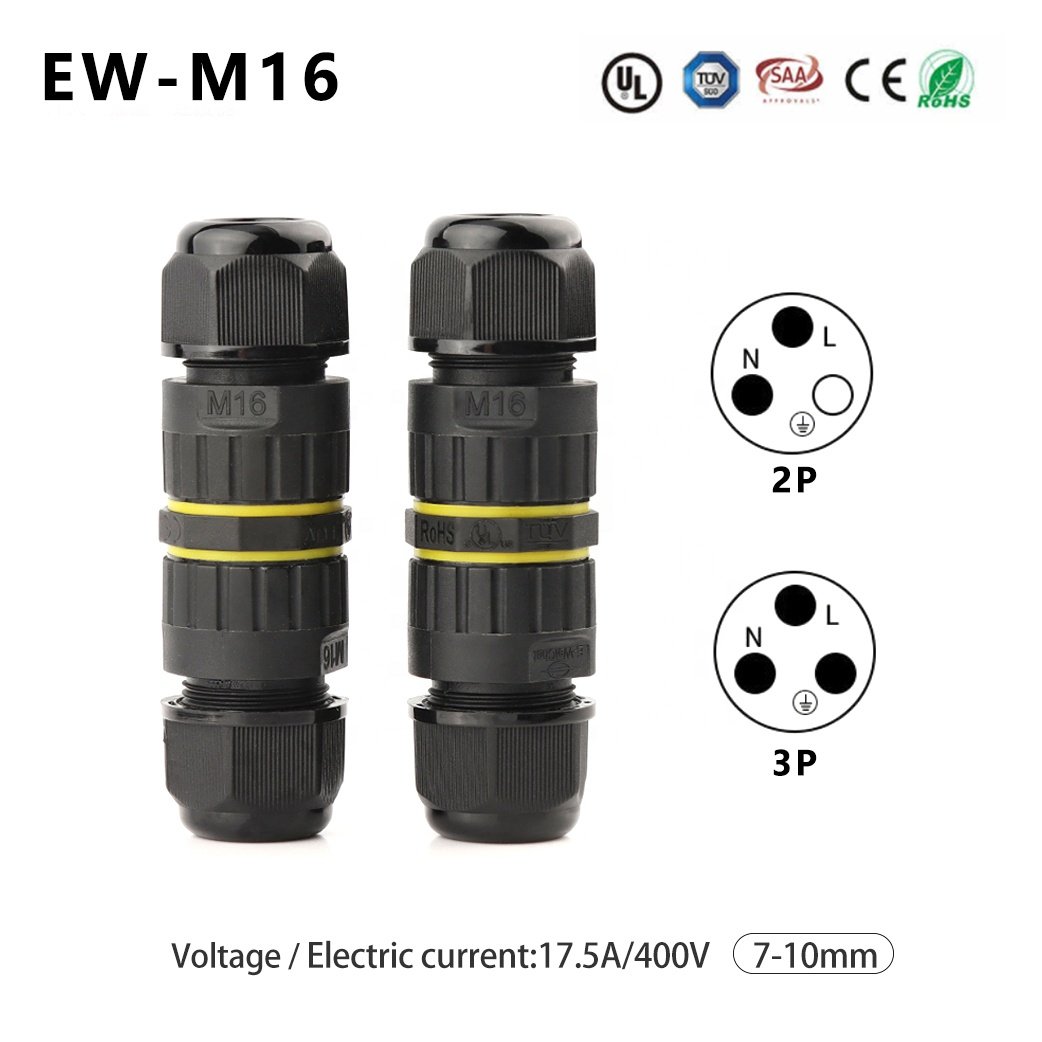 2 Pin 3 Pin Plastic Electronic Wire Connector Waterproof Power Cable Connector 3pin M16 IP68 waterproof connector