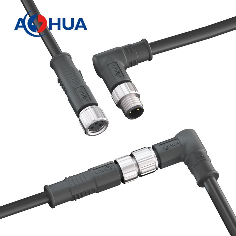 AOHUA 3 4 5 6 8PIN Sensor Metal Connector M08 10mm Male Female Plug Molded 20/22/24AWG Cable IP65