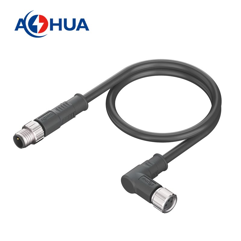AOHUA 3 4 5 6 8PIN Sensor Metal Connector M08 10mm Male Female Plug Molded 20/22/24AWG Cable IP65