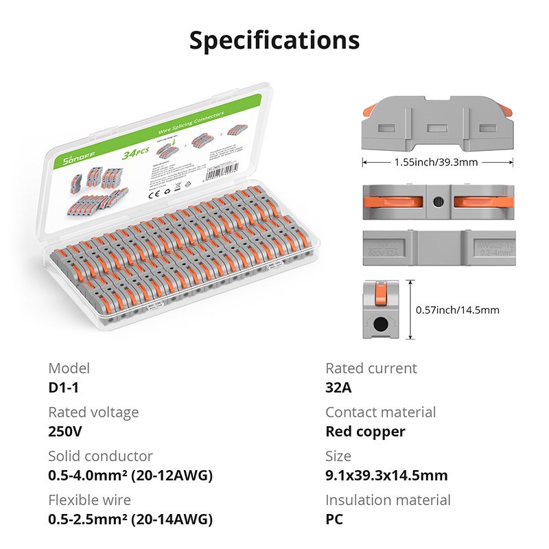 Sonoff D1-1 34PCS/Set Splicing wire connectors