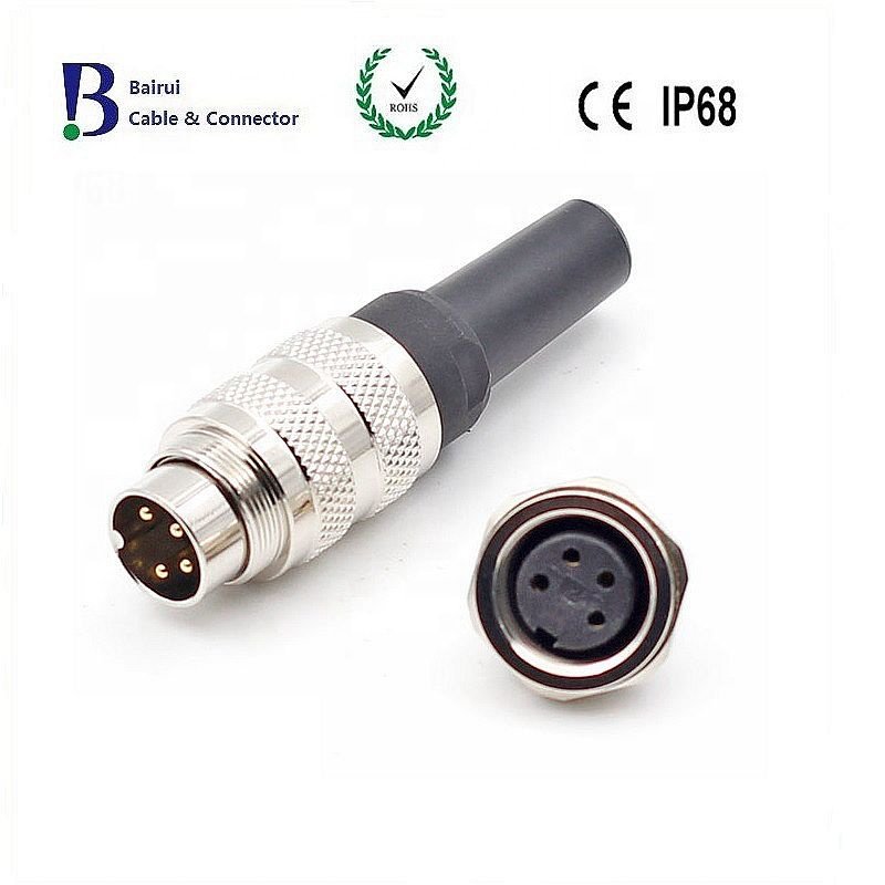 Circular M16 Cable Mount Connector, 3 Pole Plug C091A Series Overmolded Cable Waterproof IP67 For Industrial Automation Power