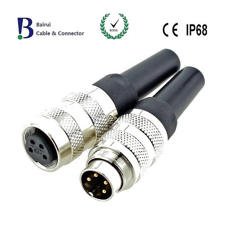 Circular M16 Cable Mount Connector, 3 Pole Plug C091A Series Overmolded Cable Waterproof IP67 For Industrial Automation Power