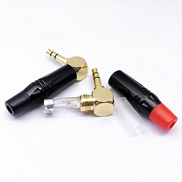 High quality right angle 3.5mm stereo audio jack plug connector audio plug