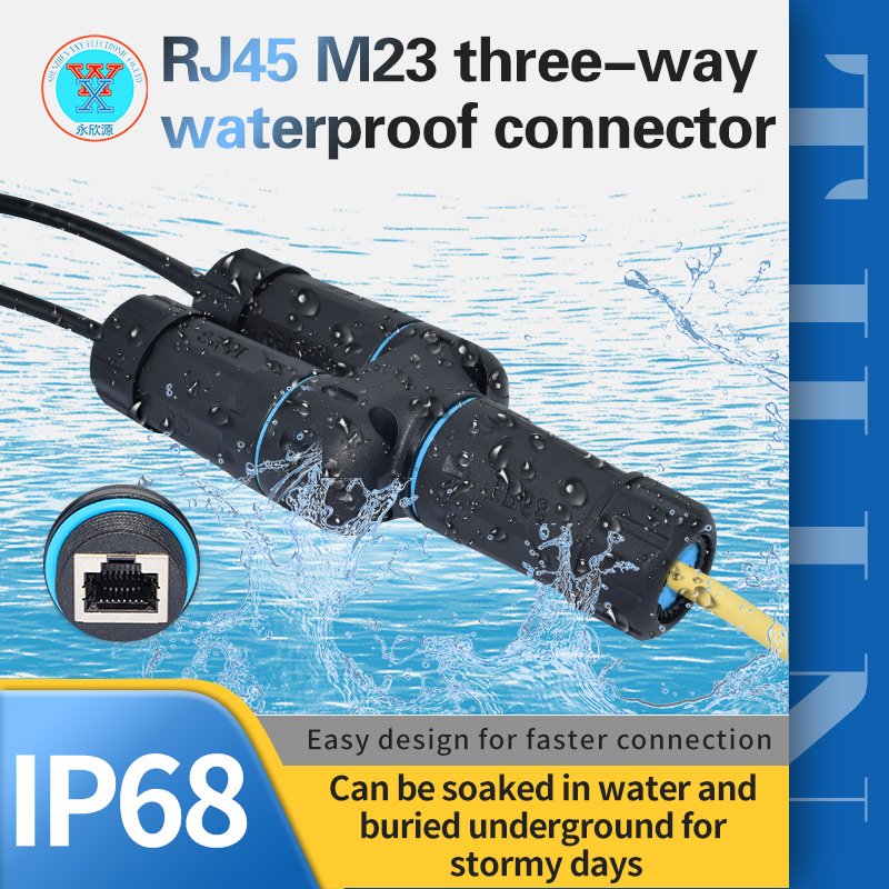 TOP IP68 RJ45 Splitter Explosion-proof Female LAN CAT6A Two way RJ45 Waterproof 8 Pin Connectors Splitter