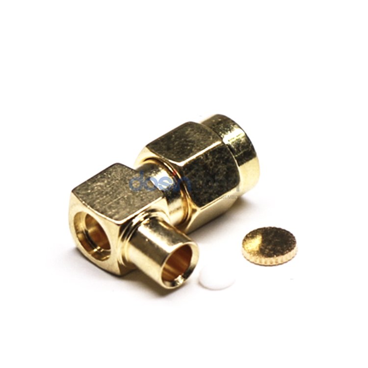 RF Connector SMA Male Right Angle Solder RG-402 0.141-inch Semi-Rigid Coaxial Cable