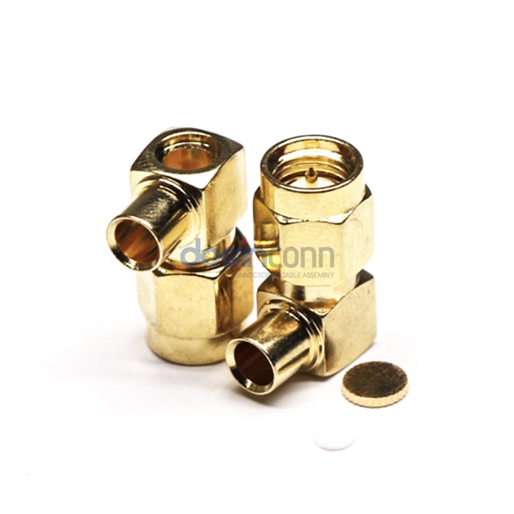RF Connector SMA Male Right Angle Solder RG-402 0.141-inch Semi-Rigid Coaxial Cable